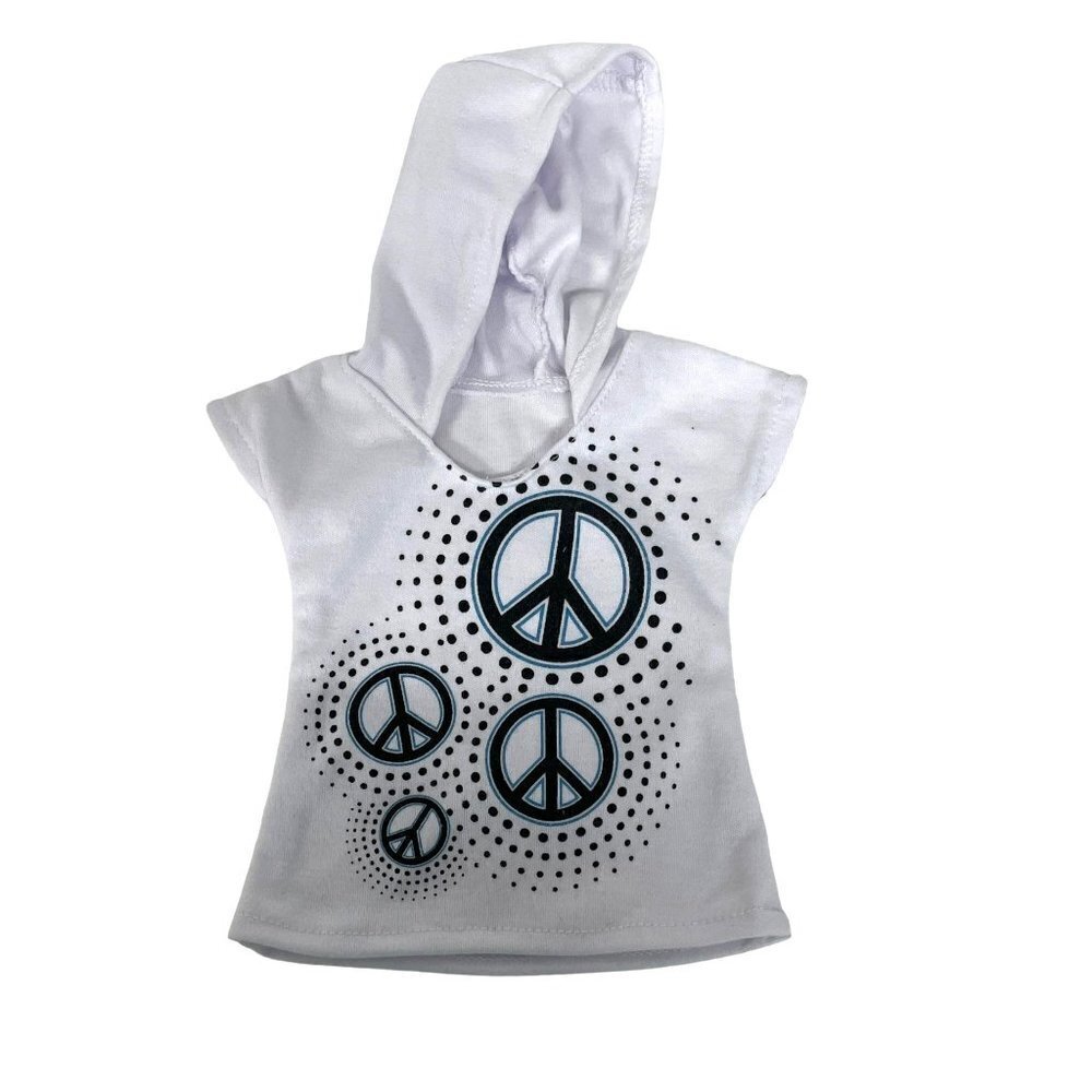 Our Generation or American Girl 18" Doll Sweatshirt Hoodie Peace White